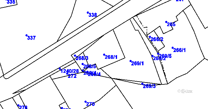 Parcela st. 268/1 v KÚ Zaječov, Katastrální mapa