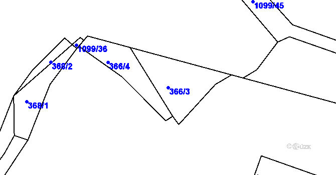 Parcela st. 366/3 v KÚ Zaječov, Katastrální mapa
