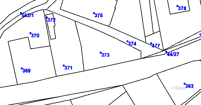 Parcela st. 373 v KÚ Zaječov, Katastrální mapa