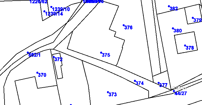Parcela st. 375 v KÚ Zaječov, Katastrální mapa