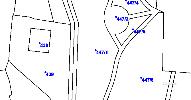 Parcela st. 447/1 v KÚ Zaječov, Katastrální mapa