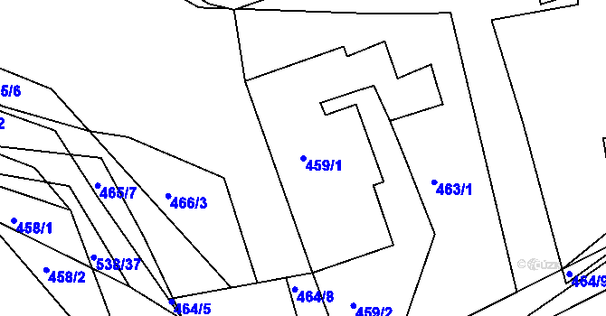 Parcela st. 459/1 v KÚ Zaječov, Katastrální mapa