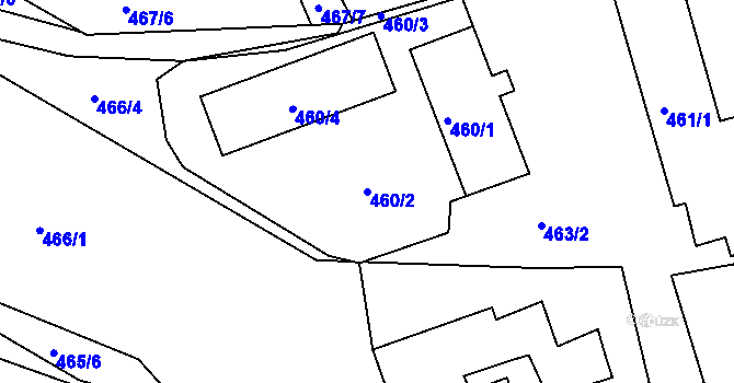 Parcela st. 460/2 v KÚ Zaječov, Katastrální mapa