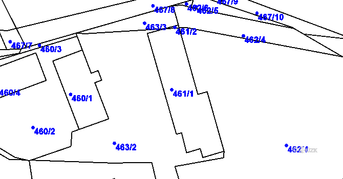 Parcela st. 461/1 v KÚ Zaječov, Katastrální mapa