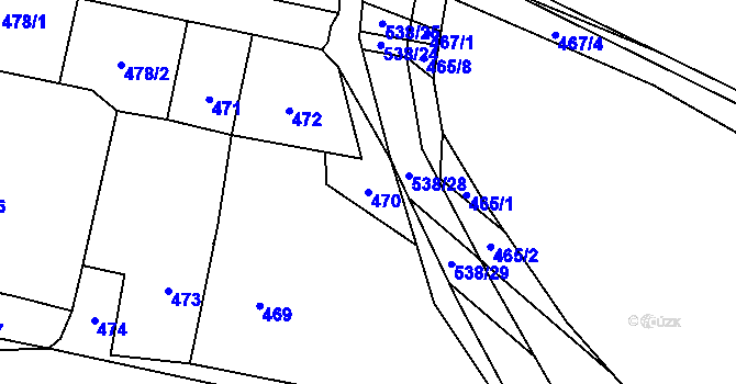 Parcela st. 470 v KÚ Zaječov, Katastrální mapa
