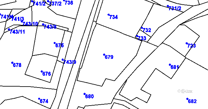 Parcela st. 679 v KÚ Zaječov, Katastrální mapa