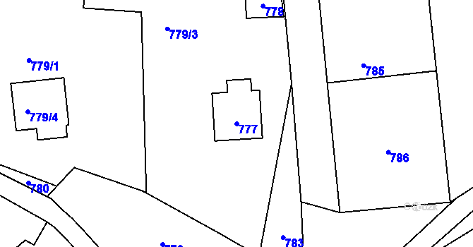 Parcela st. 777 v KÚ Zaječov, Katastrální mapa