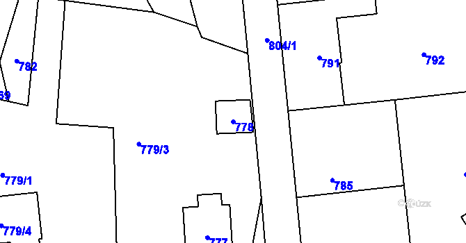 Parcela st. 778 v KÚ Zaječov, Katastrální mapa