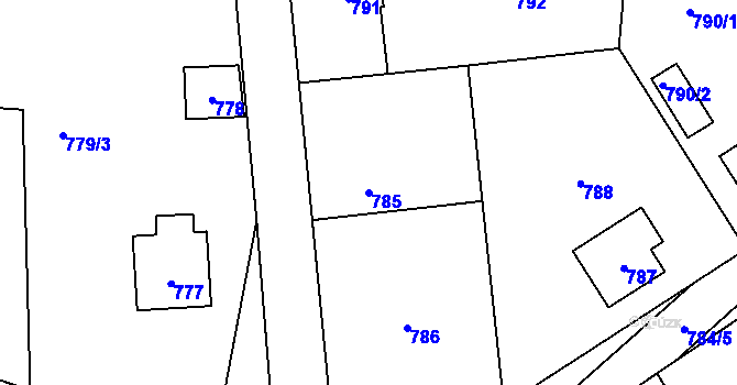 Parcela st. 785 v KÚ Zaječov, Katastrální mapa