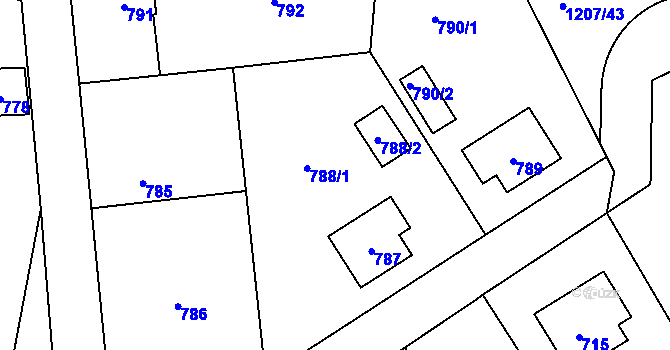 Parcela st. 788 v KÚ Zaječov, Katastrální mapa