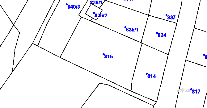 Parcela st. 815 v KÚ Zaječov, Katastrální mapa