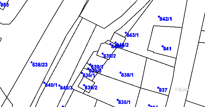 Parcela st. 839/2 v KÚ Zaječov, Katastrální mapa