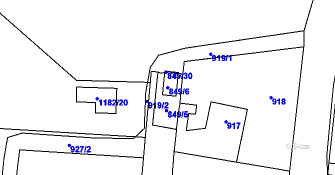 Parcela st. 849/6 v KÚ Zaječov, Katastrální mapa