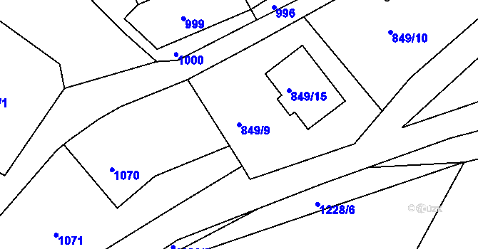 Parcela st. 849/9 v KÚ Zaječov, Katastrální mapa