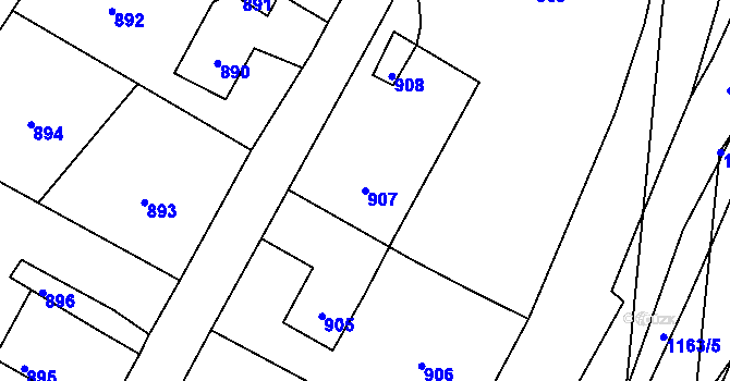 Parcela st. 907 v KÚ Zaječov, Katastrální mapa