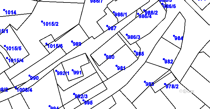 Parcela st. 980 v KÚ Zaječov, Katastrální mapa