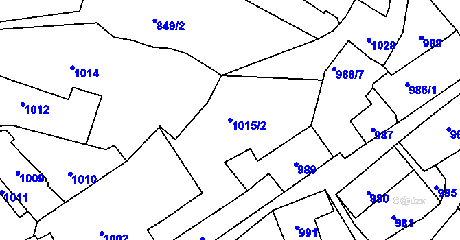 Parcela st. 1015/2 v KÚ Zaječov, Katastrální mapa