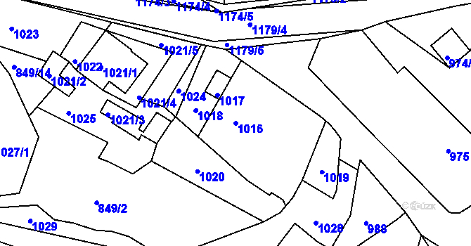 Parcela st. 1016 v KÚ Zaječov, Katastrální mapa