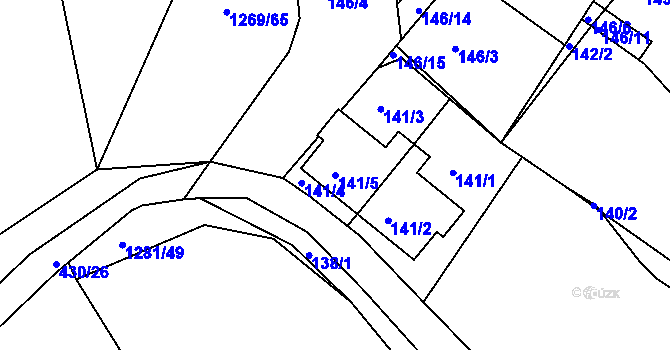 Parcela st. 141/5 v KÚ Zaječov, Katastrální mapa