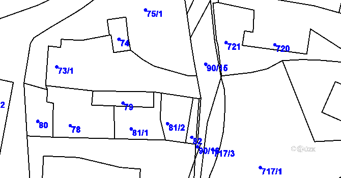 Parcela st. 73/2 v KÚ Zaječov, Katastrální mapa