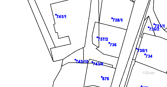 Parcela st. 741/2 v KÚ Zaječov, Katastrální mapa