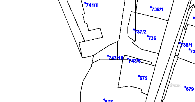 Parcela st. 741/3 v KÚ Zaječov, Katastrální mapa