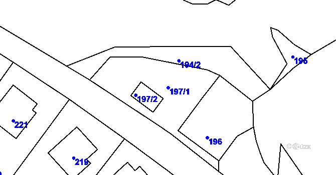 Parcela st. 197/1 v KÚ Zaječov, Katastrální mapa