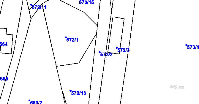 Parcela st. 572/2 v KÚ Zaječov, Katastrální mapa