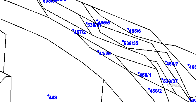 Parcela st. 44/29 v KÚ Zaječov, Katastrální mapa