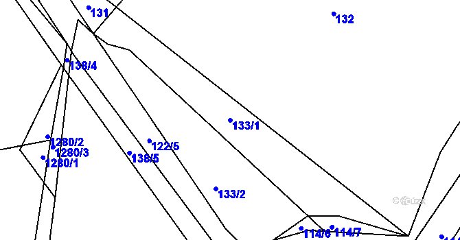 Parcela st. 133/1 v KÚ Zaječov, Katastrální mapa
