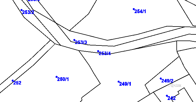 Parcela st. 253/4 v KÚ Zaječov, Katastrální mapa