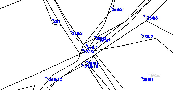 Parcela st. 279/4 v KÚ Zaječov, Katastrální mapa