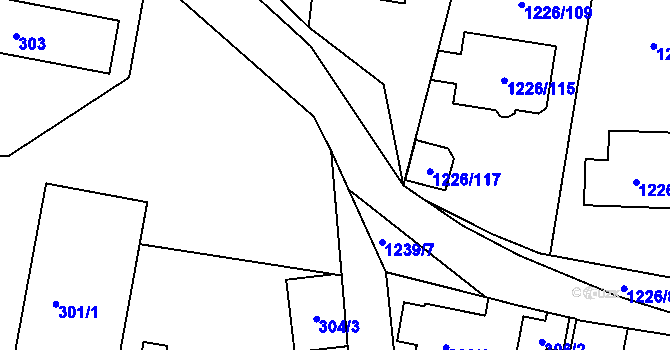 Parcela st. 305/3 v KÚ Zaječov, Katastrální mapa