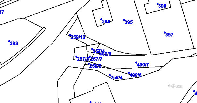 Parcela st. 400/5 v KÚ Zaječov, Katastrální mapa