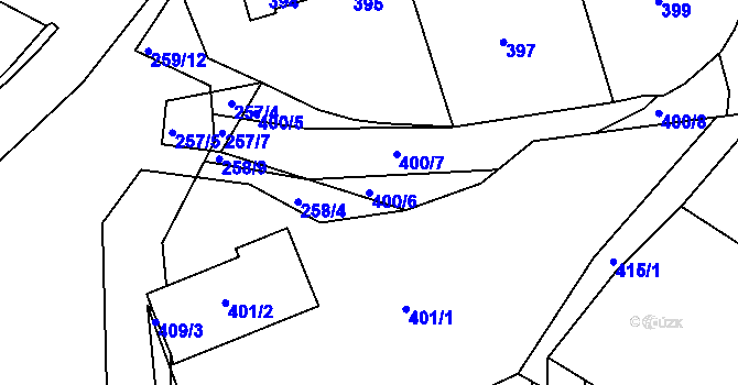Parcela st. 400/6 v KÚ Zaječov, Katastrální mapa
