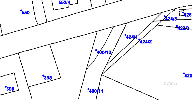 Parcela st. 400/10 v KÚ Zaječov, Katastrální mapa