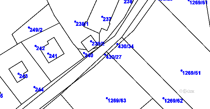 Parcela st. 430/27 v KÚ Zaječov, Katastrální mapa