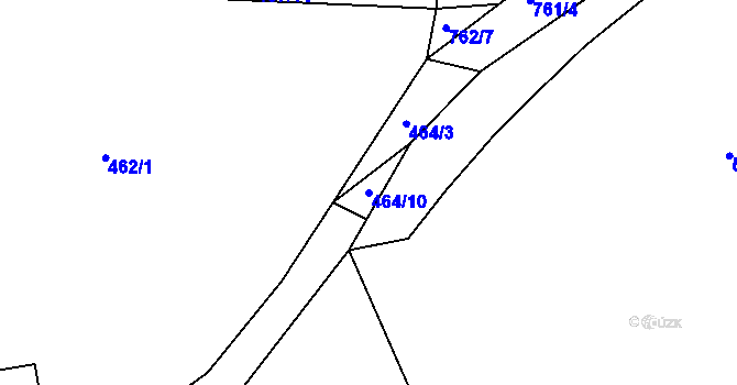 Parcela st. 464/10 v KÚ Zaječov, Katastrální mapa