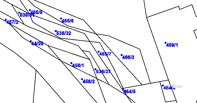 Parcela st. 465/7 v KÚ Zaječov, Katastrální mapa