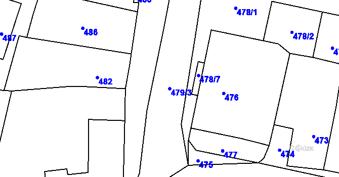 Parcela st. 479/3 v KÚ Zaječov, Katastrální mapa