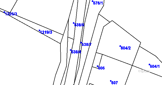 Parcela st. 538/7 v KÚ Zaječov, Katastrální mapa