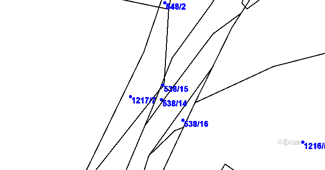 Parcela st. 538/15 v KÚ Zaječov, Katastrální mapa