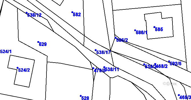 Parcela st. 538/17 v KÚ Zaječov, Katastrální mapa