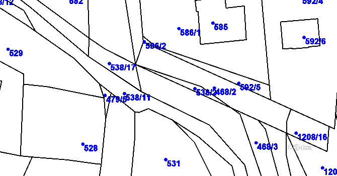 Parcela st. 538/20 v KÚ Zaječov, Katastrální mapa