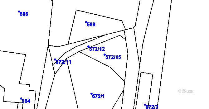 Parcela st. 572/15 v KÚ Zaječov, Katastrální mapa
