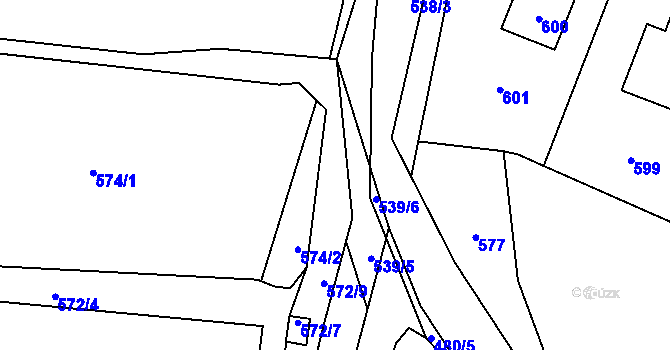 Parcela st. 572/25 v KÚ Zaječov, Katastrální mapa