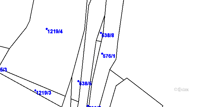 Parcela st. 576/1 v KÚ Zaječov, Katastrální mapa