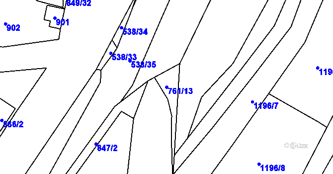 Parcela st. 761/13 v KÚ Zaječov, Katastrální mapa