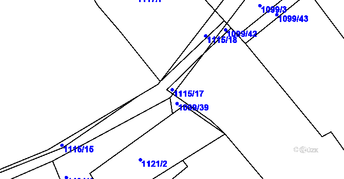 Parcela st. 1115/17 v KÚ Zaječov, Katastrální mapa