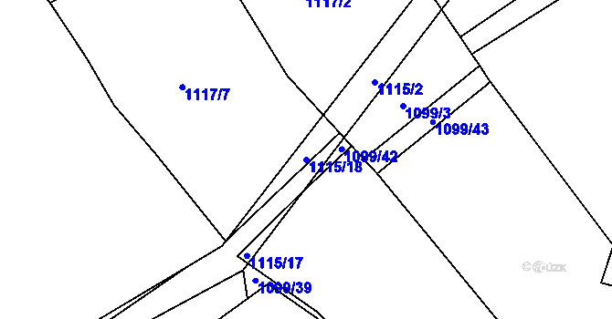 Parcela st. 1115/18 v KÚ Zaječov, Katastrální mapa